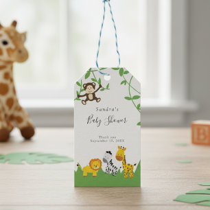 Étiquettes-cadeau Cute Safari Baby shower Arrière - plan Jungle Anim