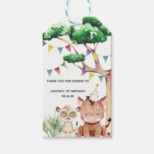 Étiquettes-cadeau Cute Safari Baby Warthog & Meerkat Merci