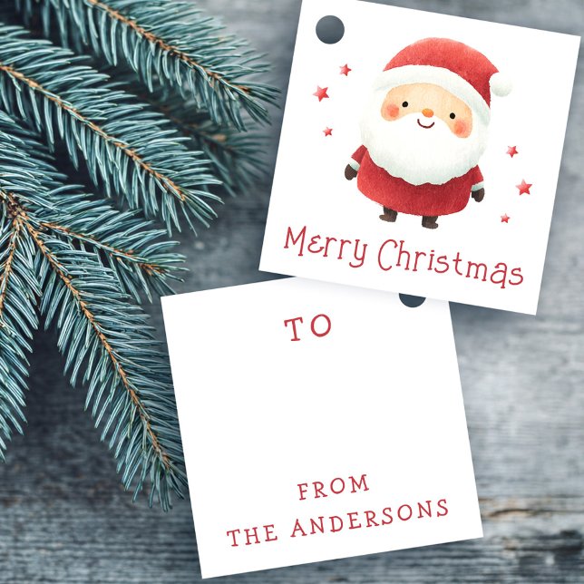 Étiquettes Cadeau Cute Santa with stars Merry Christmas gift or (Cute Santa with stars Merry Christmas gift or Favor Tags)