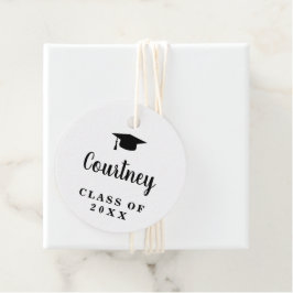 Étiquettes Cadeau Cute Simple Mortier Carte Moderne Graduation