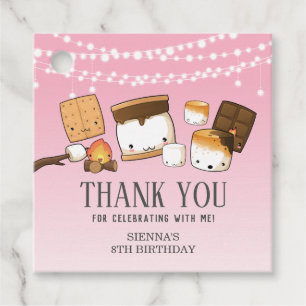 Étiquettes Cadeau Cute S'mores Plus Anniversaire Merci rose
