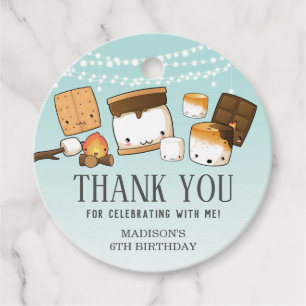 Étiquettes Cadeau Cute S'mores Smore Anniversaire Merci bleu