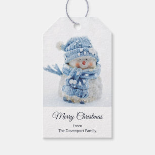Étiquettes-cadeau Cute Snowman au photographe de Christmas