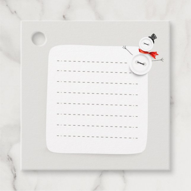 Étiquettes Cadeau Cute Snowman Button Design Christmas Square Gift  (Devant)
