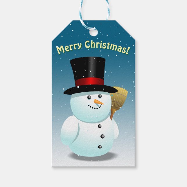 Étiquettes-cadeau Cute Snowman Cartoon (Devant)