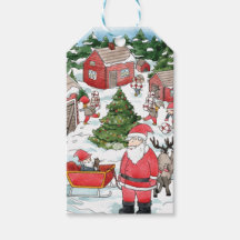 Cute suédoise Tomten Christmas Village Aquarelle
