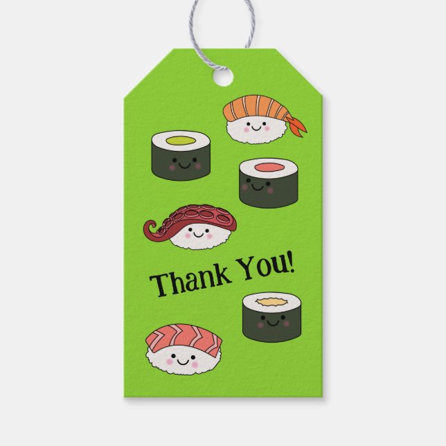 Étiquettes-cadeau Cute Sushi Enfants 1er anniversaire (Devant)