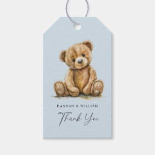 Étiquettes-cadeau Cute Teddy Ours Bleu Baby Baby shower garçon