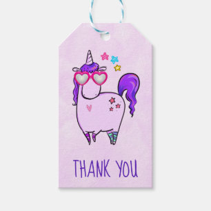 Étiquettes-cadeau Cute Unicorne dans le Merci de lunettes en forme d