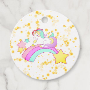 Étiquettes Cadeau Cute Unicorne et Étoiles étincelantes Enfants Merc
