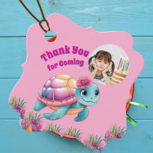 Cute Whimsical Floral Tortue photo Anniversaire