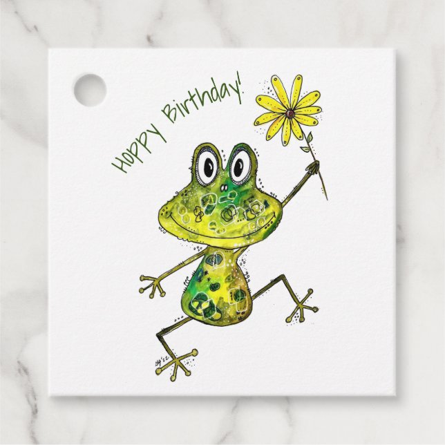 Étiquettes Cadeau Cute Whimsical Happy Frog (Devant)
