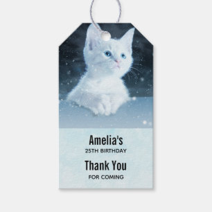 Étiquettes-cadeau Cute White Kitten avec Blue Eyes Merci d'événement