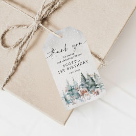 Étiquettes-cadeau Cute Winter Animals Woodland ONEderland Birthday