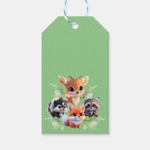 Étiquettes-cadeau Cute Woodland amis renard skunk raccoon cerf