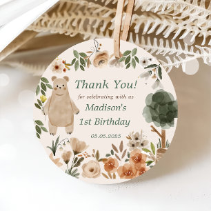 Étiquettes Cadeau Cute Woodland Animaux 1er anniversaire