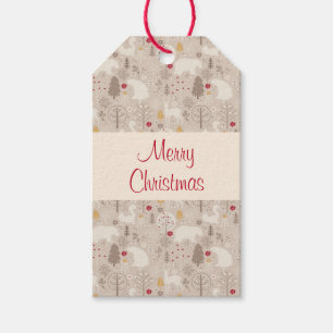 Étiquettes-cadeau Cute Woodland Animaux Motif de Noël