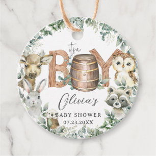 Étiquettes Cadeau Cute Woodland Animaux Végétation Boy Baby shower