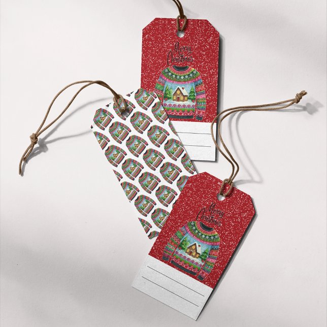 Étiquettes-cadeau Cute Xmas en pain d'épice Maison laide de Noël (Créateur téléchargé)