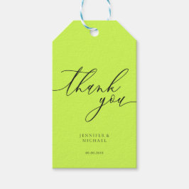 Étiquettes-cadeau Cyber Lime Jet Black Merci Simple