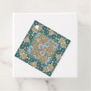 Étiquettes Cadeau cyclamen bleu art nouveau fleur botanique