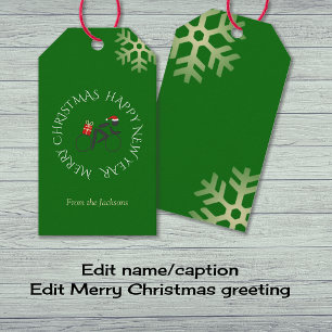 Étiquettes-cadeau Cyclisme de Noël vert texte personnalisé