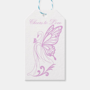 Étiquettes-cadeau Cygne gracieux avec des ailes de papillon