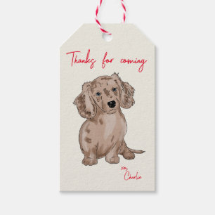 Étiquettes-cadeau dachshund merle aquarelle