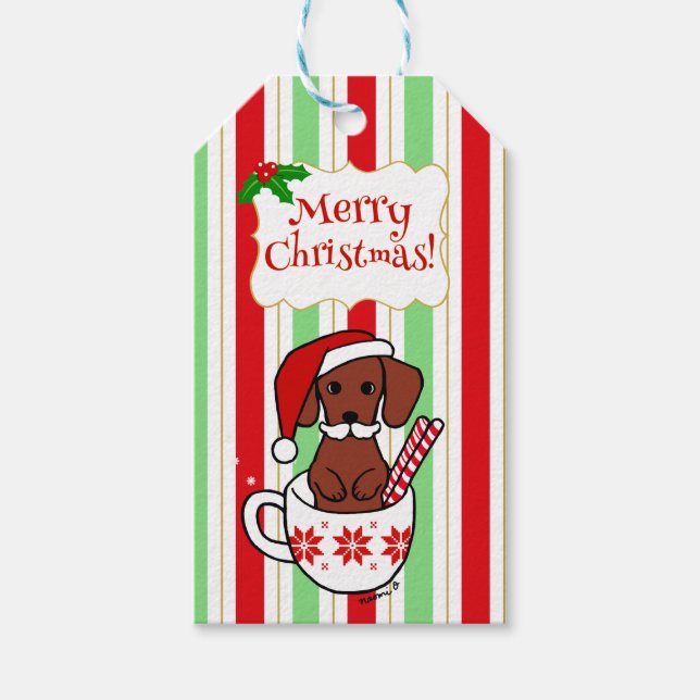 Étiquettes-cadeau Dachshund Mustache Carton de Noël (Devant)