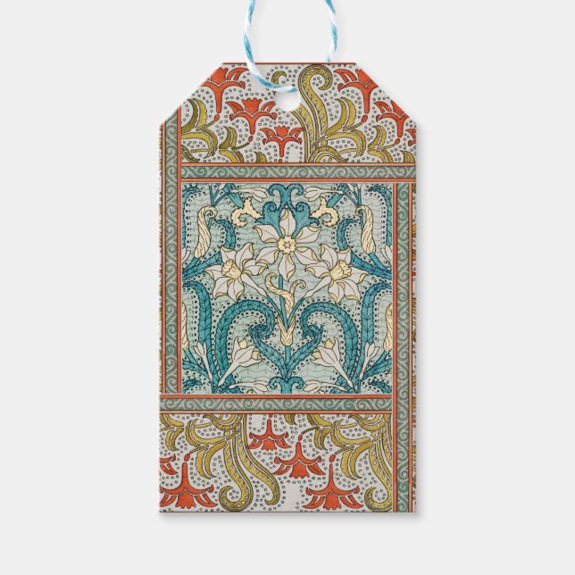 Étiquettes-cadeau Daffodique chintz papier peint à fleurs Art nouvea (Devant)