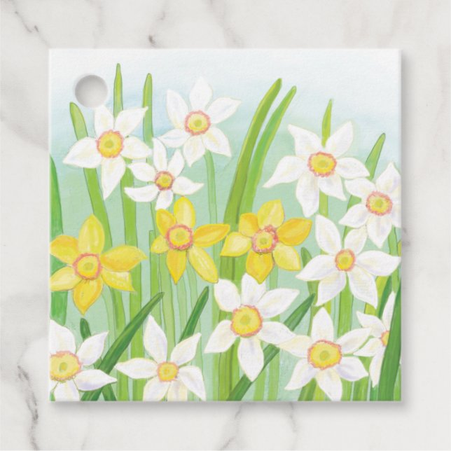 Étiquettes Cadeau Daffodiques de printemps (Devant)