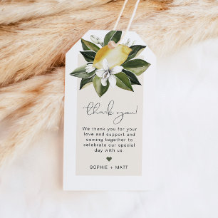 Étiquettes-cadeau DAHLIA Citron Citrus Fruit Été Floral Blanc
