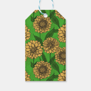 Étiquettes-cadeau Dahlias en jaune et vert