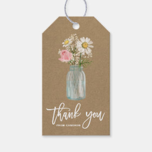 Étiquettes-cadeau Daisy et Rose en Mason Jar Merci papier Kraft