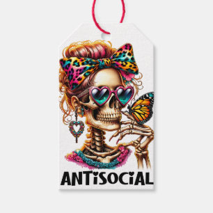 Étiquettes-cadeau Dame de squelette antisociale