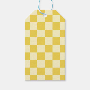 Étiquettes-cadeau Damier jaune beurre