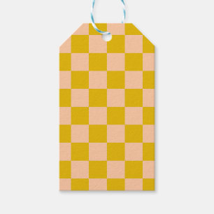 Étiquettes-cadeau Damier Miel et Pêche