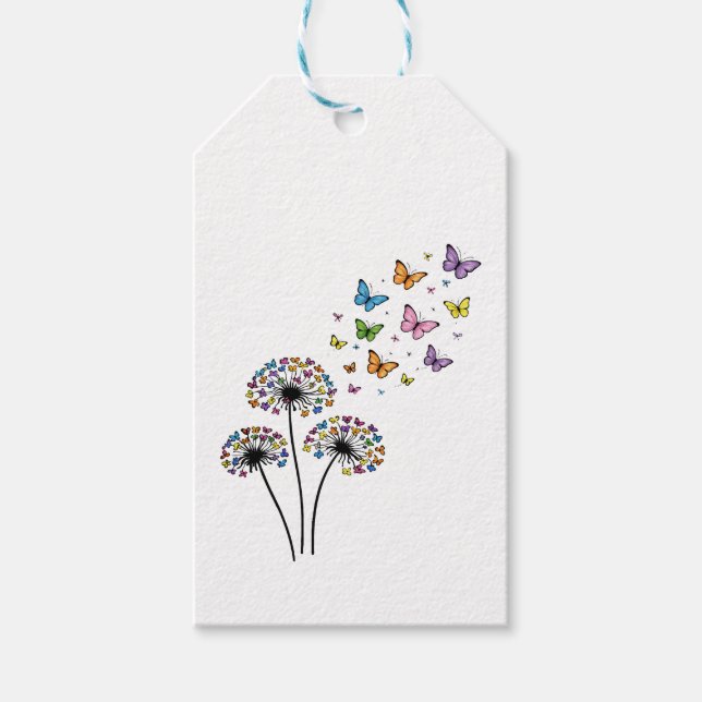 Étiquettes-cadeau Dandelion butterfly flow (Devant)