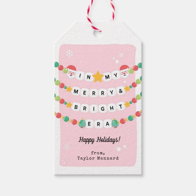Étiquettes-cadeau Dans Merry Era tendance Friendship Bracelet Noël (Devant)