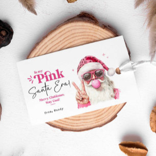 Étiquettes-cadeau Dans Mon époque rose Père Noël tendance Noël rose
