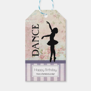 Étiquettes-cadeau Danse - Ballerina Silhouette Anniversaire Vintage