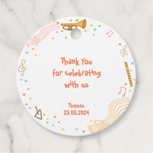 Étiquettes Cadeau Danse chante et jouer anniversaire de enfant merci