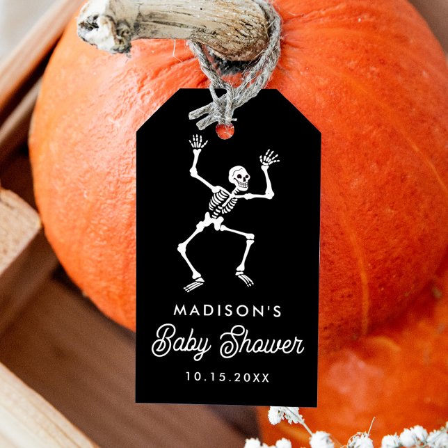Étiquettes-cadeau Danser éffrayante Skeleton Baby shower Favoriser (Créateur téléchargé)