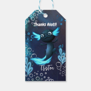 Étiquettes-cadeau Dark Neon Axolotl Anniversaire