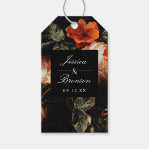 Étiquettes-cadeau Dark Romantic Floral Rose Master Mariage néerlanda