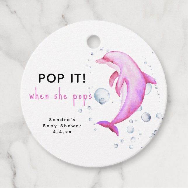 Étiquettes Cadeau Dauphin d'aquarelle - pop! quand elle pop (Devant)