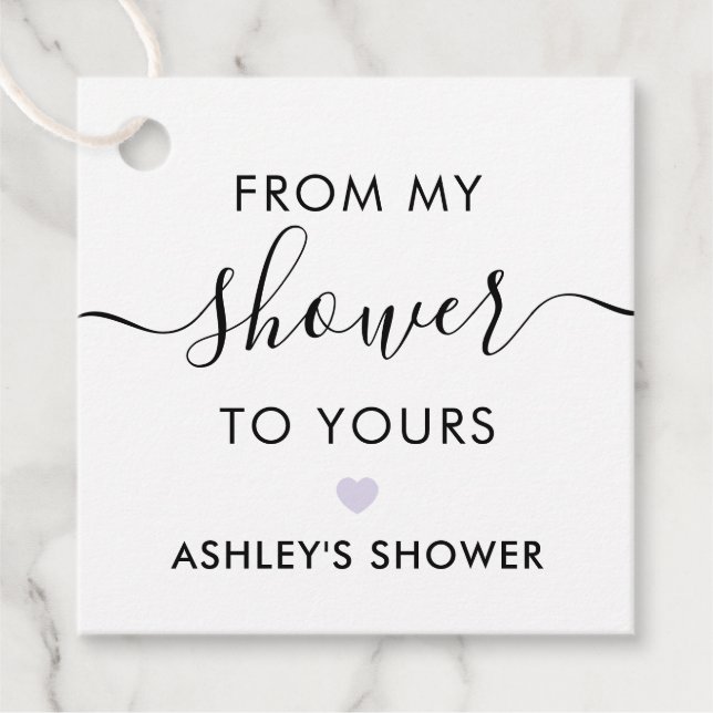 Étiquettes Cadeau De Ma Douche À La Vôtre, Lavande Mariage (Devant)