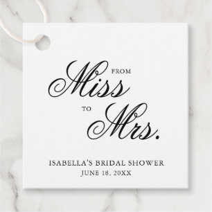 Étiquettes Cadeau De Miss à Mrs Élégante Calligraphie Enterrement de