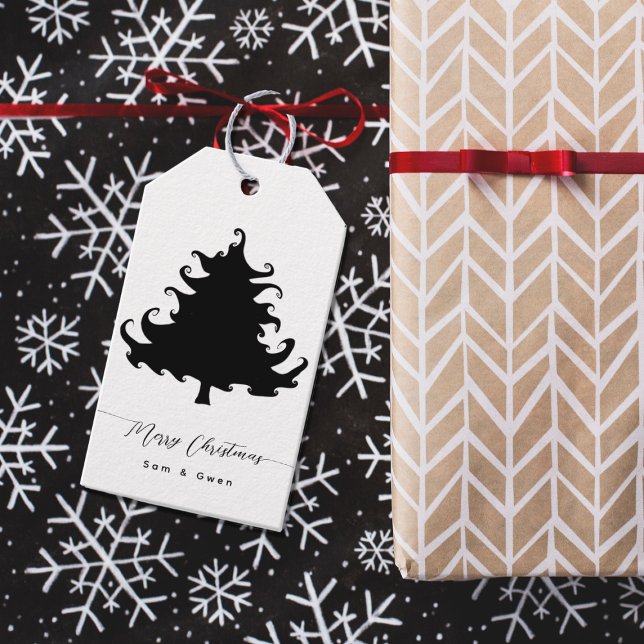 Étiquettes cadeau de Noël Black Tree (Créateur téléchargé)