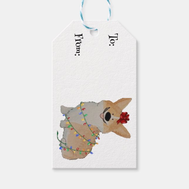 Étiquettes Cadeau de Noël de Corgi (Devant)